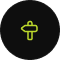 Yellow signpost icon on black circle background.