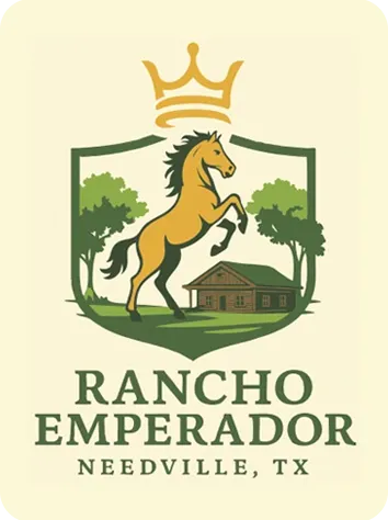 Horse logo for Rancho Emperador, Needville.